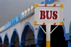A bus stop in Avenue Hassan II in Sidi Ifni