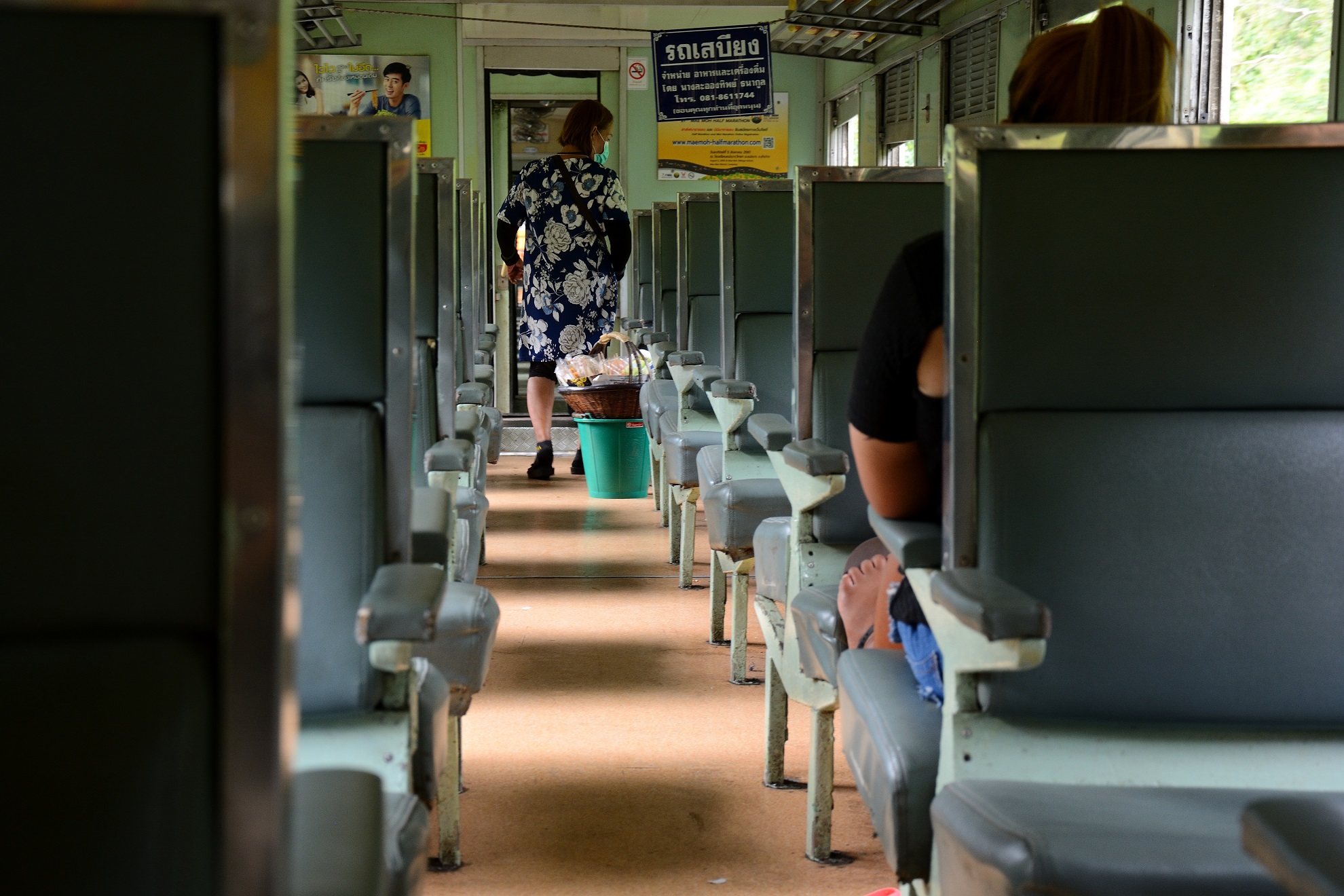 3rd class carriage travelling between Bangkok and Pattaya